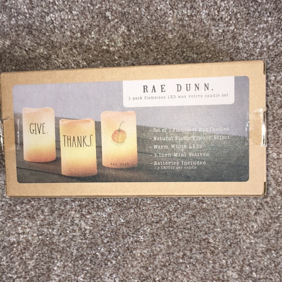 Rae Dunn-NWT-3 Pack of Thanksgiving Flameless LED Wax Votive Candles - Picture 4 of 5